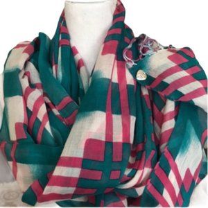 Pyaar ITZA teal pink scarf sarong coverup beach accessory